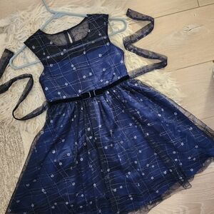 Jona Michelle Elegant Navy Dress with Floral Accents